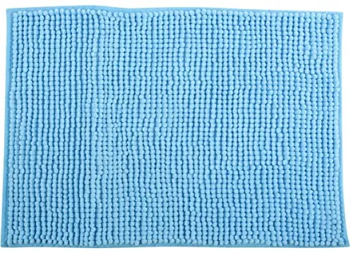 MSV Badteppich 60x90 cm – Hochflor Duschvorleger in Hellblau - Badematte mit weichem Hochflor für ein angenehmes Laufgefühl. Waschbar, schnell trocknend und rutschfest. Ideal für Bad, Schlafzimmer oder Ankleidezimmer.