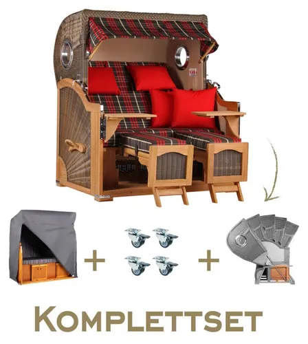 MR. DEKO Strandkorb XL Düne Grande Volllieger aus Teak-Holz