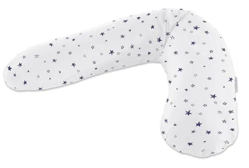 Theraline Stillkissen 190cm mit Bezug Sternenhimmel weiß - Stillkissen mit Mikroperlenfüllung, ideal für eine bequeme Stillposition und vielseitig einsetzbar, perfekt für Schwangere und Stillende.