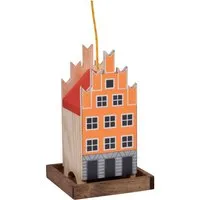dobar Buntes Deko-Vogelhaus Münster – 19 x 19 x 30 cm (orange/rot)