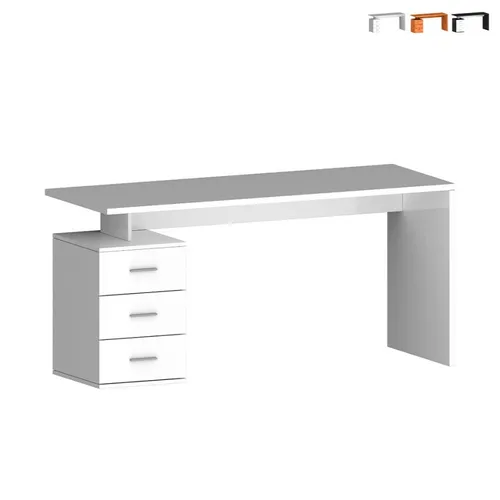 Moderne Büroschreibtisch mit 3 Schubladen 160x60x75cm New Selina Basic - Weiß glänzend