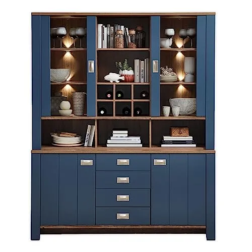 Innostyle Dijon Buffetaufsatz + Sideboard aus Holzwerkstoff in blau von Stella Trading