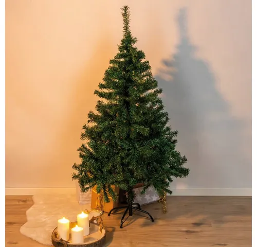 Haushalt International Künstlicher Weihnachtsbaum 150 cm - Künstlicher Weihnachtsbaum mit 375 Ästen und stabilem Metallständer – ideal für eine festliche Atmosphäre in Wohnräumen oder Büros. Wiederverwendbar und pflegeleicht, sorgt er jedes Jahr für Freude ohne Nadelverlust.