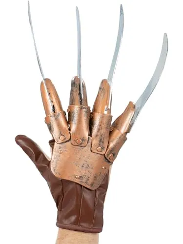 Smiffys Kostüm A Nightmare On Elm Street Freddy Krueger Handschuh - Kostümhandschuh aus Kunstleder mit beweglichen Gelenken und ikonischen Klingen, ideal für gruselige Halloween- oder Kostümpartys.