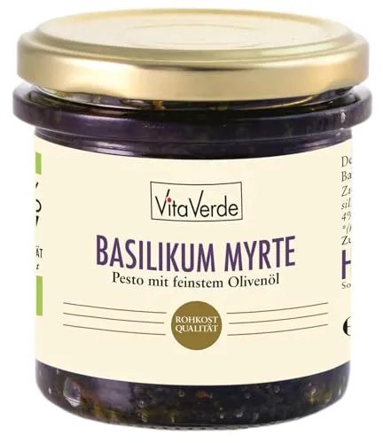Vita Verde Bio Bärlauch Basilikum Myrte Pesto Heldenkraut, 140 g