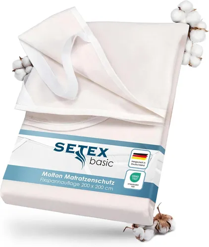 SETEX Matratzenauflage Molton Spann 90x200cm - Allergiker geeignet - Hochwertige Matratzenauflage aus reiner Baumwolle, ideal für Hausstauballergiker. Strapazierfähig, kochfest und sorgt für ein angenehmes Schlafklima.