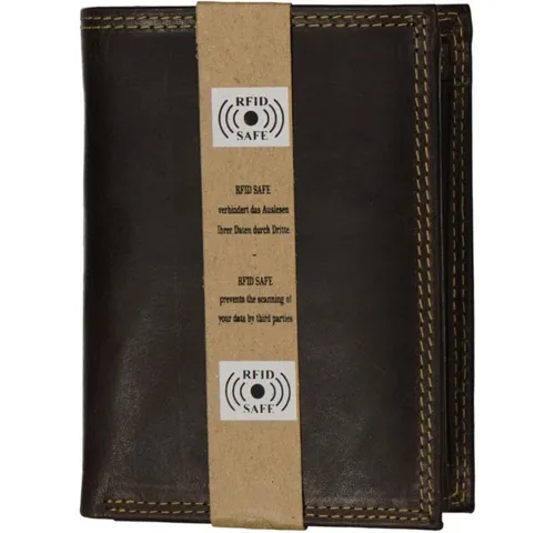 GlücksNugget Geldbörse Herrenbörse aus echtem Leder mit RFID-Schutz - Elegante Herrenbörse aus hochwertigem Leder mit RFID-Karten-Ausleseschutz. Ideal für die sichere Aufbewahrung Ihrer Karten und Bargeld. Maße: 100 mm x 120 mm x 20 mm.