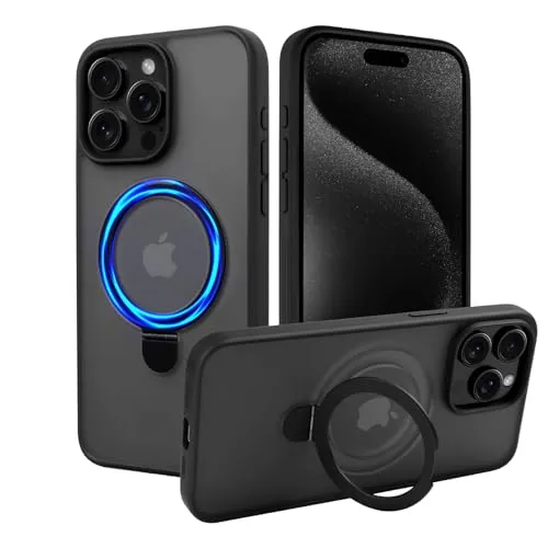 VECUU iPhone 15 Pro Max Hülle Magsafe, Magnetisch Hülle für iPhone 15 Pro Max, Fallschutz Griffige Handyhülle iPhone 15 Pro Max mit Unsichtbarem Magnet Ständer, Kratzfeste PC Rückseite, TPU Bumper
