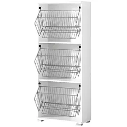 uno Schuhschrankkorpus Weiß Puzzle - Schuhschrank in Weiß mit stabilen Metallkörben, unempfindlicher Melaminbeschichtung und anpassbaren Klappen – ideal für eine moderne Garderobe.