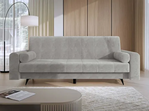 Mirjan24 Schlafsofa Grau, 3-Sitzer mit Schlaffunktion - Stylisches Schlafsofa für das Wohnzimmer mit praktischer Schlaffunktion und Bettkasten. Ideal für Gästeübernachtungen und platzsparend. Maße: 240x93x91 cm.