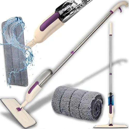 Retoo Wischmopp Wischer mit Sprühfunktion Bodenwischer Sprühfunktion mit Waschbaren Mikrofaserbezug Sprühwischer Für Schnelle Reinigung mit 400ml Nachfüllbarer Wassertank