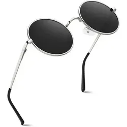 Sonnenbrille Polarisierte UV400 Herren Damen Retro Rund Silber Grau - Stylische Sonnenbrille im Retro-Rund-Design mit UV400-Schutz. Perfekt für jedes Abenteuer, reduziert Blendungen und sorgt für klare Sicht. Dein idealer Begleiter für Stadt, Strand und Outdoor-Aktivitäten.