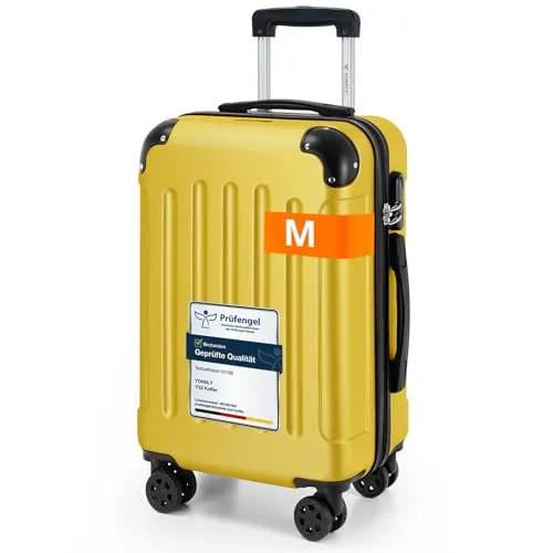 YONSLY Gepäck Suitcase Reisekoffer M, Gelb