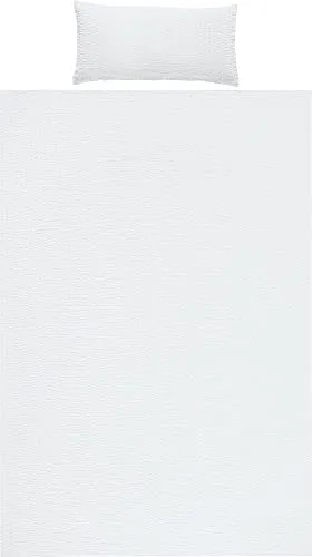 REDBEST Bettwäsche Seersucker Uni Detroit weiß 40x80 cm / 155x220 cm - Erleben Sie Komfort mit der REDBEST Seersucker Bettwäsche. Die pflegeleichte Microfaser ist weich, atmungsaktiv und schnell trocknend. Ideal für warme Nächte, mit praktischem Reißverschluss für einfachen Bezug.