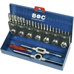 BOHRCRAFT Gewindeschneidsatz GS 25 DIN 352 HSS-G M3-M12 31-tlg. - Zubehör für Elektrowerkzeug, umfangreicher Gewindeschneidsatz für präzise Gewinde von M3 bis M12, ideal für Profis und Heimwerker.