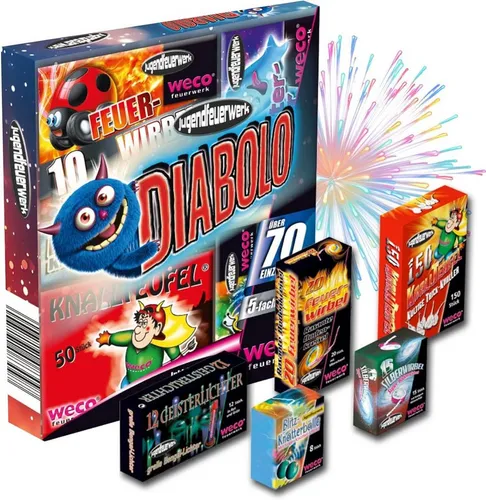 PYROHELD Geburtstagskerze XXL Diabolo - 70 Teile Feuerwerk Silvester für Jugendfeuerwerk (Set, 1-tlg)