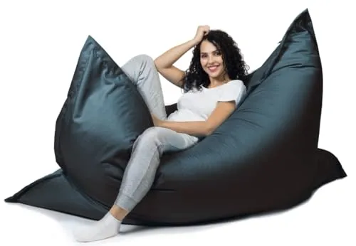 sunnypillow XXL Sitzsack, Riesensitzsack Outdoor & Indoor 180 x 145 cm mit 380L Styropor Füllung Sessel für Kinder & Erwachsene Sitzkissen Sofa Beanbag viele Farben und Größen zur Auswahl Schwarz