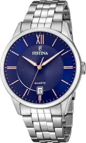 Festina Quarz Herren Klassik F20425/5 - Elegante Uhr in Blau und Silber - Herrenuhren mit blaufarbigem Zifferblatt und hochwertigem Edelstahlarmband für stilbewusste Männer.