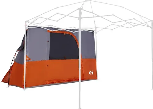 vidaXL Campingzelt Grau/Orange/Schwarz - Modernes 3-Personen Zelt aus robustem Polyester, ideal für Sommerabenteuer. Mit sicherem Reißverschluss und einfacher Montage für entspannte Nächte in der Natur.