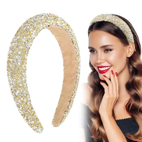 BOFUNX Damen Haarreif Glitzer Strass Haarreif Breit Haarband Stirnbänder für Frauen Mädchen Geburtstagsgeschenk Hochzeit Braut Haarschmuck