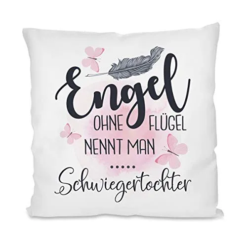 Herzbotschaft Kissen mit Motiv - Engel ohne Flügel nennt Man Schwiegertochter
