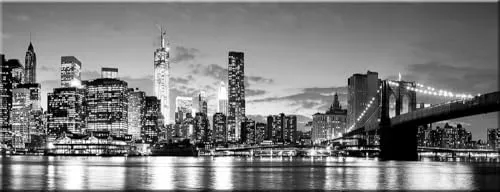 artissimo, Glasbild, 80x30cm, AG1942A, Himmel über New York, schwarz weiß, Bild aus Glas, moderne Wanddekoration aus Glas, Wandbild Wohnzimmer modern