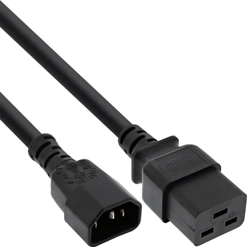 InLine Netz Adapterkabel IEC-60320 C14 auf C19 3x1,5mm² max. 10A schwarz 0,5m