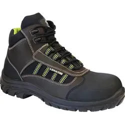 Sicherheitsstiefel Danube Gr.42 schwarz/braun - Arbeitsschutz: Robuste Sicherheitsstiefel aus wasserabweisendem Leder mit durchtrittsicherer, metallfreier Einlage und Polycarbonatkappe für optimalen Schutz bei harten Laufflächen.