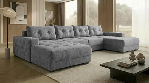 Ecksofa MODENA 362x170 cm – Schlaffunktion & Bettkasten in Grau