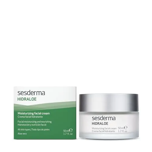 Sesderma Hidraloe Feuchtigkeitscreme 50 ml - Tagespflege: Intensive Feuchtigkeitspflege mit 100% reinem Aloe Vera für alle Hauttypen, zieht schnell ein und hinterlässt ein erfrischtes Hautgefühl.