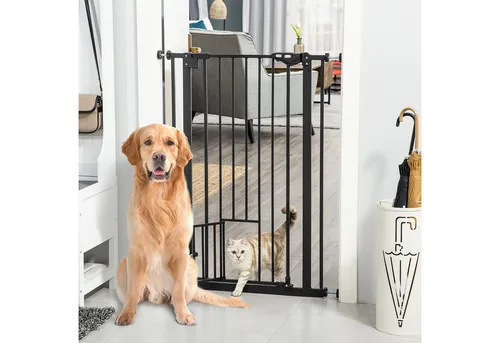 PawHut Hundegitter Schutzgitter für Haustier - Sonstiger Hundebedarf, sicheres und robustes Absperrgitter aus Stahl für Garten und Balkon, schützt Ihren Hund effektiv vor Gefahren.