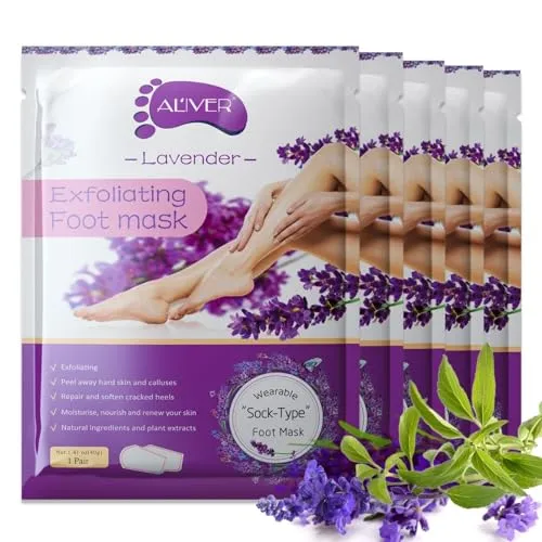 P-Beauty Fußmaske | Hauterneuernde Fußpeeling-Socken mit Lavendelextrakt | Ideal gegen Hornhaut, risse, raue Haut & Hühneraugen | Für samtweiche Füße | 5-Paar
