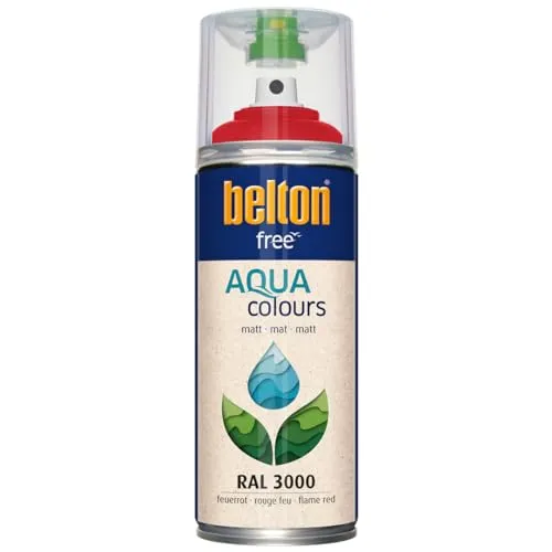 belton free Wasserlack RAL 3000 feuerrot, matt, 400 ml - Geruchsneutral