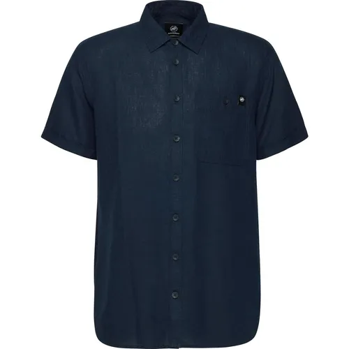 Mammut Alvra Summer Shirt Men marine (5118) L - Funktionale Wanderhemden für Herren, aus weichem Hanf-Lyocell-Mischgewebe, atmungsaktiv und temperaturregulierend für optimale Kühlung an heißen Tagen.