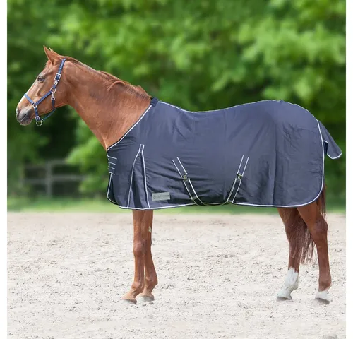 WALDHAUSEN Comfort Stall- und Sommerdecke 155 cm, blau - Stalldecken für Übergangszeiten, ideal für kühle Abende und den Transport. Mit weicher Widerristpolsterung und elastischen Kreuzgurten für optimalen Komfort.