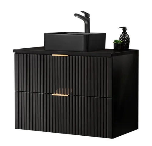 Lomadox Waschtisch 81cm mit schwarzem Aufsatzwaschbecken in schwarz von Lomadox