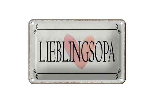 Femer GmbH Metallschild Hinweis 18x12cm Lieblingsopa Herz, (1 St), gewölbte Oberfläche, abgerundete Ecken, umgeschlagene Kanten