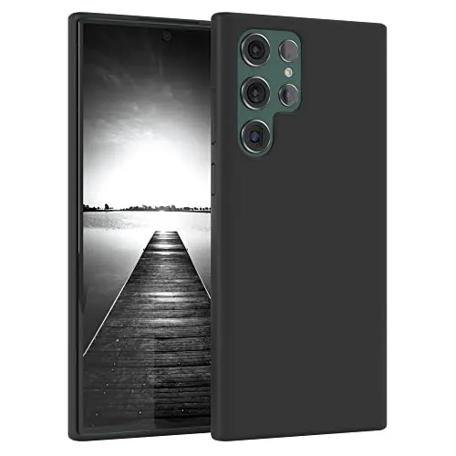 EAZY CASE Premium Silikon Handyhülle kompatibel mit Galaxy S22 Ultra 5G Slimcover mit Kameraschutz und Innenfutter, Silikonhülle, Schutzhülle, Bumper, Handy Case, Hülle, Softcase, Schwarz
