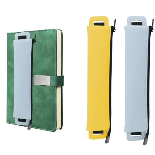 Stück Stifthalter Notizbuch mit Elastisch Band, PU Leder Federmäppchen mit Gummiband, Federmäppchen Bleistifthalter Pen Loop Tragbare Federmäppchen für Tablets Tagebücher federtasche erwachsene 2