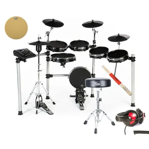 Fame DD-ONE XT E-Drum Set - Vielseitiges E-Drum Set mit 29 Drumkits und 554 Sounds, inklusive hochwertiger Mesh-Pads für ein realistisches Spielgefühl. Ideal für Üben und Aufnehmen, inklusive Drumhocker, Kopfhörer und Sticks.