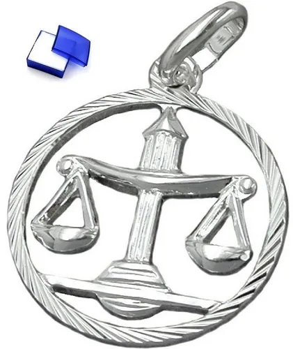 unbespielt Sternzeichenanhänger Anhänger Sternzeichen Waage 925 Silber 15 mm inkl. Schmuckbox, Silberschmuck für Damen und Herren