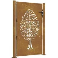 vidaXL Gartentor mit Baum-Design, abschließbar - Flügeltor aus robustem Cortenstahl mit elegantem lasergeschnittenem Baum-Design, ideal für Garten und Terrasse. Abschließbar für zusätzliche Sicherheit und einfach zu montieren.