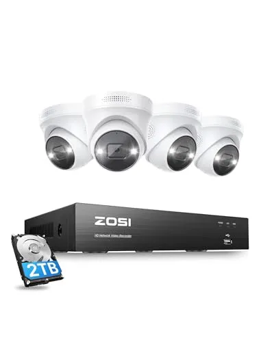 ZOSI 4K PoE Überwachungskameraset Außen - WLAN- & Smart-Überwachungssysteme mit UHD Bildqualität, Personendetektion und Nachtsicht bis 30m für maximale Sicherheit im Freien.