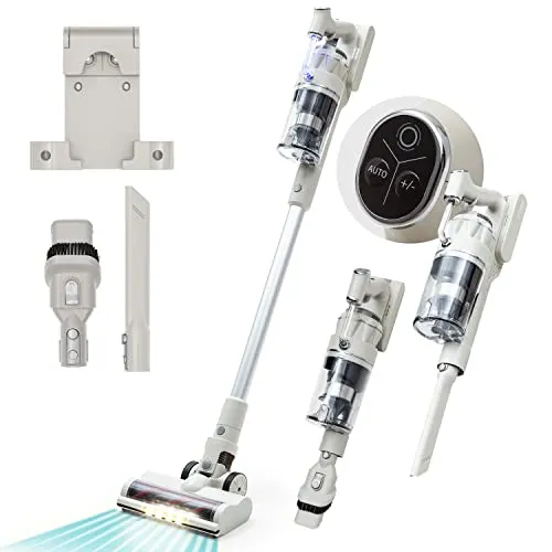 Klarstein Akku Staubsauger Beutellos - Stabstaubsauger mit 4-Stufen E12 EPA-Filter, ideal für Haustierbesitzer. Kabellos, hohe Saugkraft von 24kPa und 180° schwenkbarer Kopf für mühelose Reinigung.