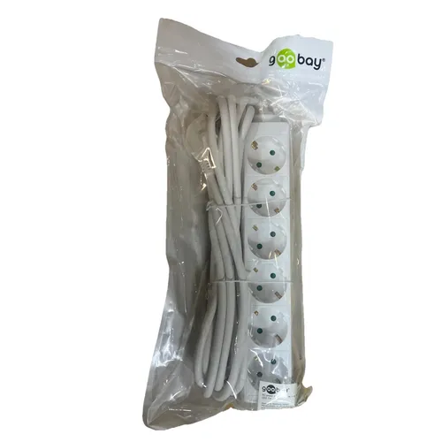 Steckdosenleiste 6-fach, 5 m, weiß; 6x Schutzkontaktbuchse; Kabellänge; 5 m