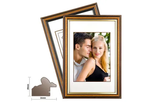 Bilderrahmen Neumann Einzelrahmen Holzrahmen BEVERLY, in Nussbaum und Nussbaum mit Goldkante