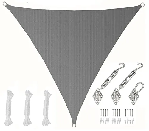 AMANKA 3x3x3 UV Sonnensegel Dreieck - Wasserdurchlässiger Sonnenschutz für Terrasse und Balkon - Sonnenschutz für Terrasse und Balkon mit 90 % UV-Schutz. Atmungsaktives, wasserdurchlässiges Material verhindert Hitzestau und bietet Sichtschutz. Ideal für Garten, Carport und Camping.
