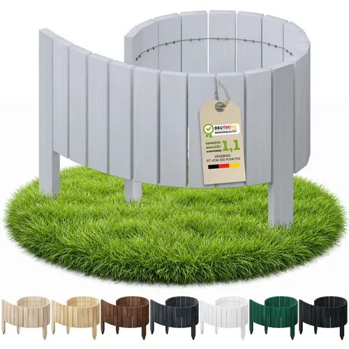 Floranica Flexible Beeteinfassung 10 x 100 cm Silver Rasenkante Beetumrandung Gartenzaun Steckzaun Holzzaun Rollboarder
