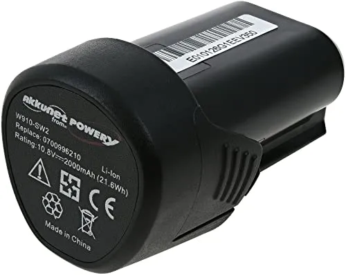 Powery Akku für Werkzeug Würth S10-A Power 10,8V - Zubehör für Elektrowerkzeug, hochwertiger 2000mAh Li-Ion Akku mit langer Lebensdauer und optimaler Sicherheit gegen Überladung und Kurzschluss.