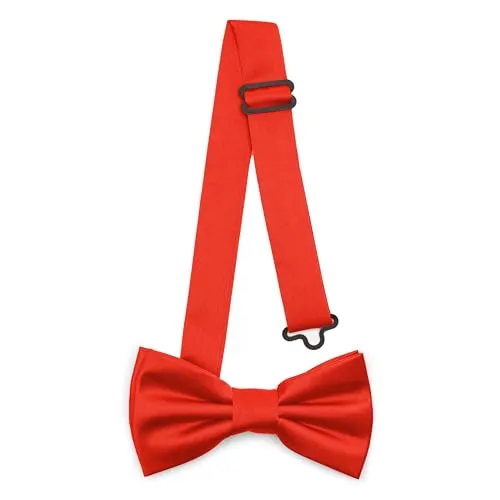 Ladeheid Kinder Jungen Fliege - Vorgebunden, Einstellbares Band, Mattes Design, Ideal für Hochzeit, Geburtstag, Einschulung - Strapazierfähig & Stilvoll BKM (10cm x 5cm, Rot)